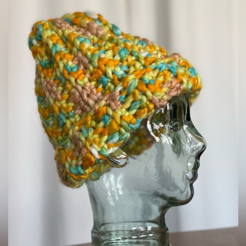 Colorful knit chunky beanie S/M